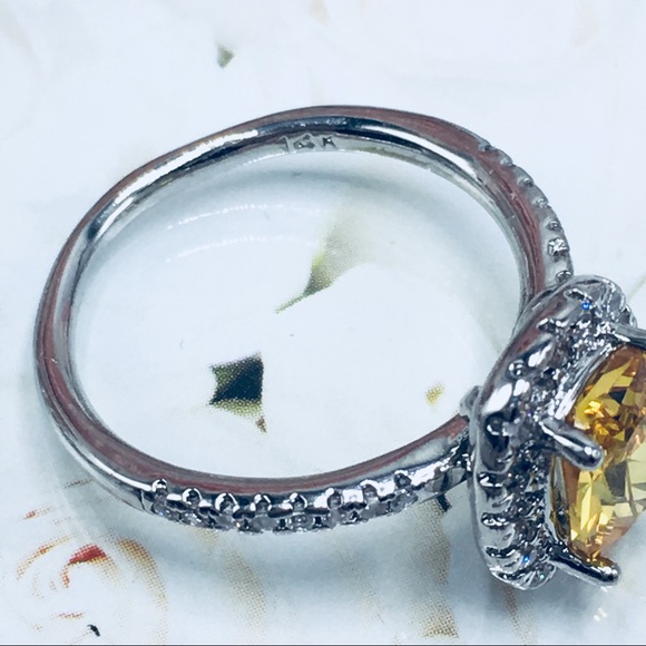 14k white gold halo engagement ring diamond bridal - Picture 7 of 8